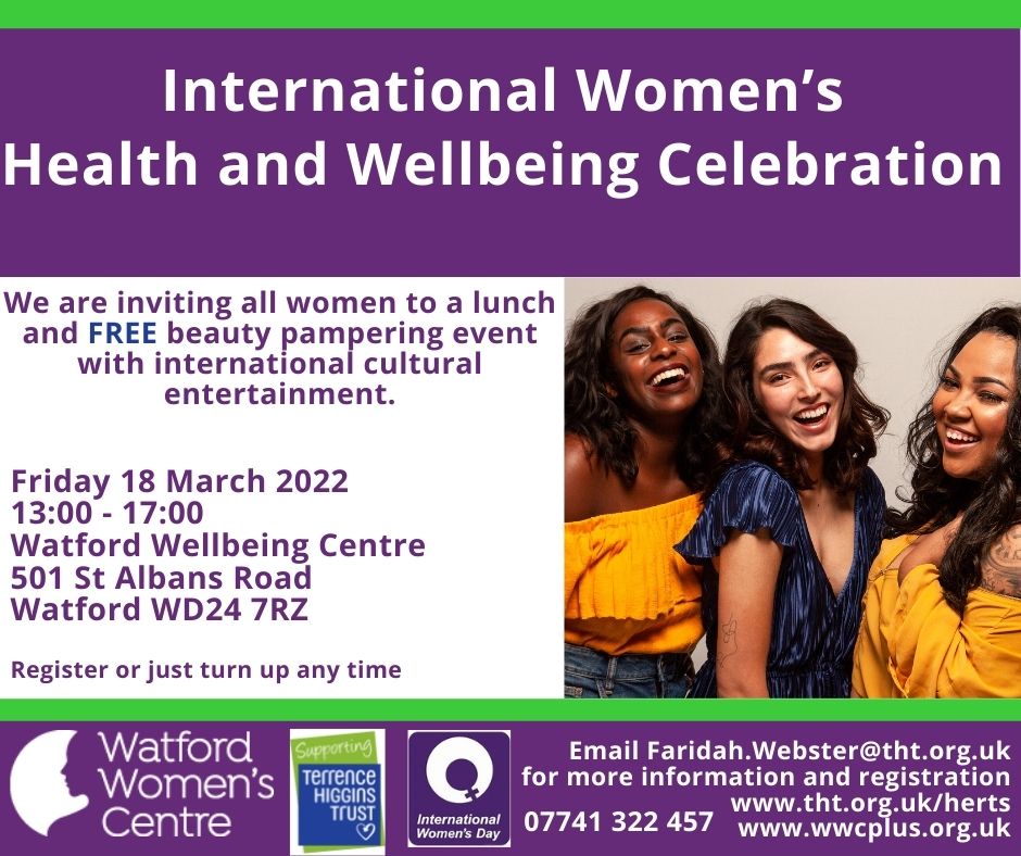 All women are invited to a lunch and free beauty pampering event at Watford Wellbeing Centre on Friday 18th March from 13:00-17:00