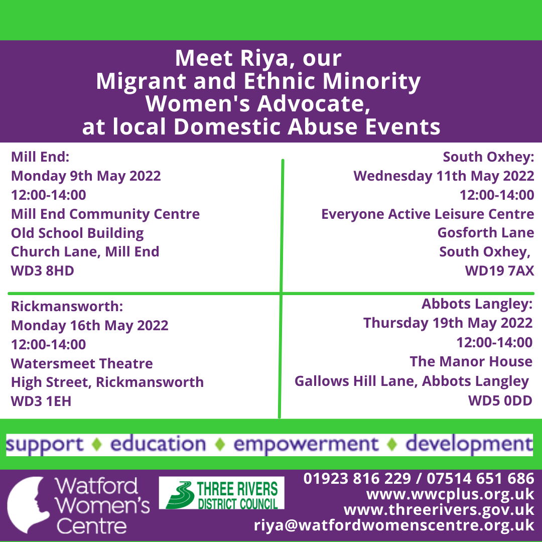 Meet our Migrant and Ethnic Minority Domestic Abuse Support Worker at local Domestic Abuse Awareness Events in May